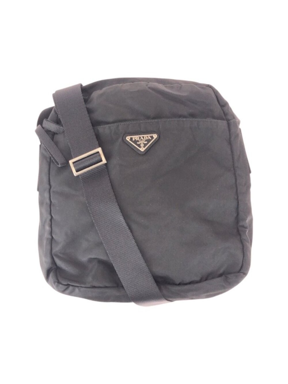 Prada Tessuto Black Silver Nylon Shoulder Bag Pochette